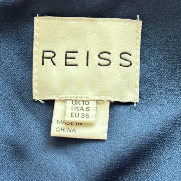 Reiss Alla Blue Color Block Criss Cross Back Maxi Long Gown Size 6 - Picture 11 of 11